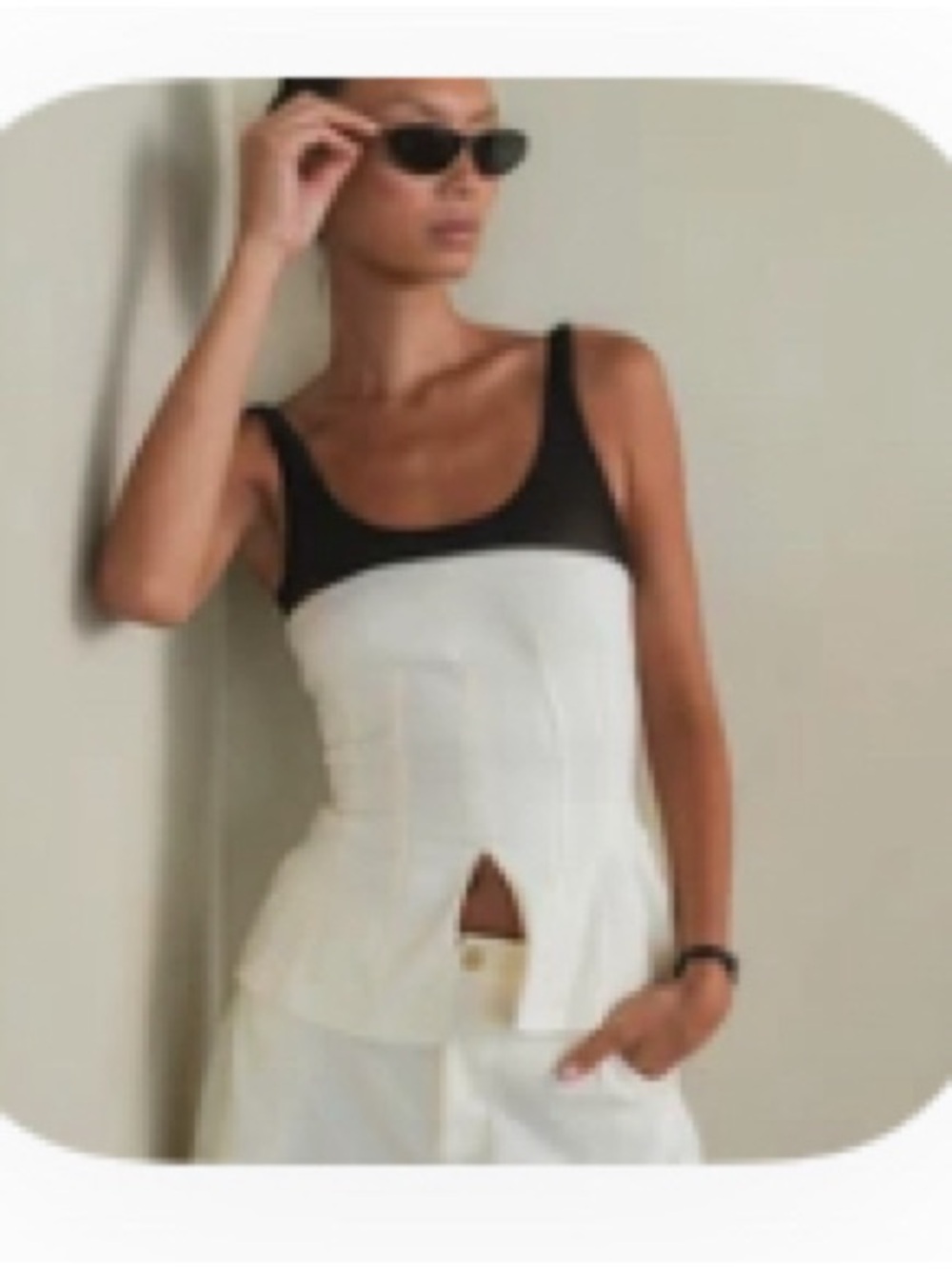 Black & White Sleeveless Corset Tank Top